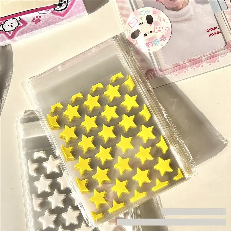 Plastik Photocard Star Sleeve 1 Pack Lucu Untuk PC Kpop Aksesoris Mini Motif Bintang Isi 50 LEMBAR Biru Kuning 7
