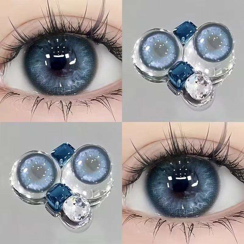   -0°-6.00° Set 2 Kính Áp Tròng  Màu tím đen xám thời trang contact lens hợp lệ 6 tháng 0.00--6.00 Độ 009 