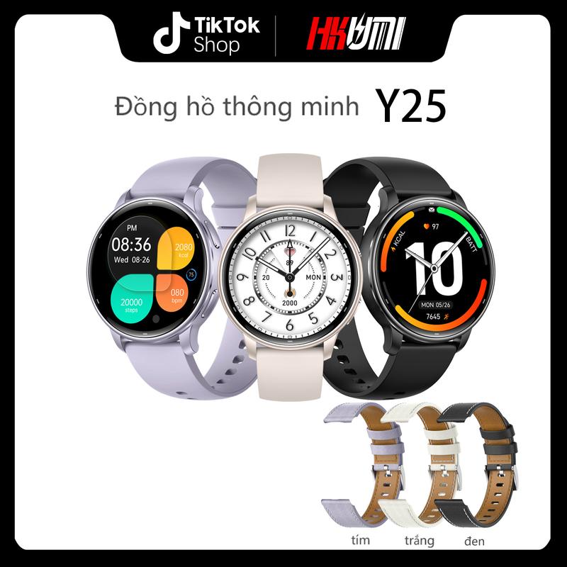  【HKUMI Đồng Hồ Thông Minh Y25 GPS smartwatch Bán Chạy Năm 2025 Màn Hình 1.32AMOLED Được Làm Bằng Chất Liệu Hợp Kim Kẽm Máy Theo Dõi Sức Khỏe Huyết Tương Thực Thích Hợp Cho Thể Thao Không Thấm Nước Tương Thích Với Bluetooth Titan Đồng Hồ Thông Minh 