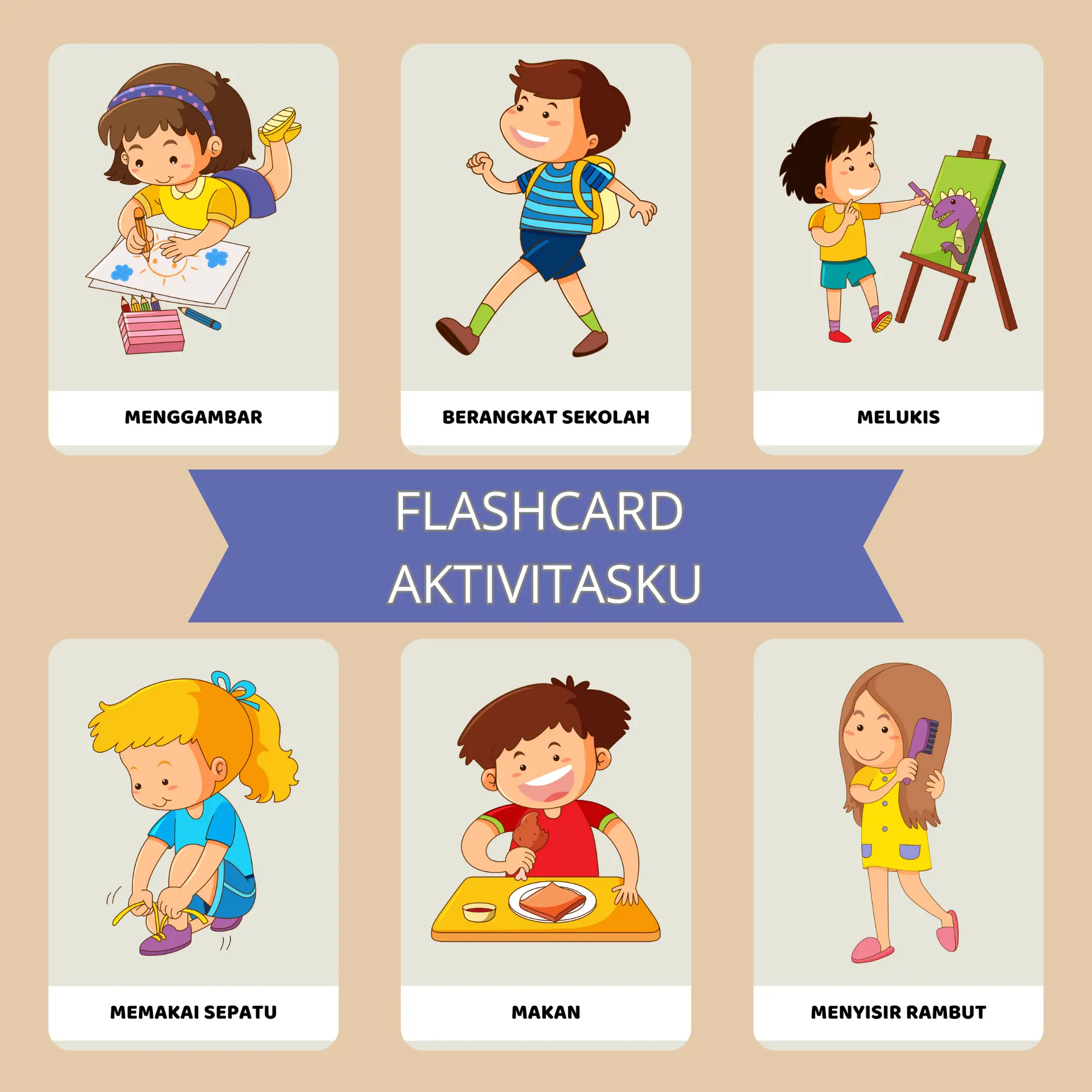 FLASH CARD AKTIVITASKU KARTU BELAJAR ANAK (ISI 25 PCS + LAMINASI 2 SISI) FLASHCARD MAINAN EDUKASI BAHASA INGGRIS PINTAR MEMBACA BALITA PREMIUM MURAH READY STOCK !
