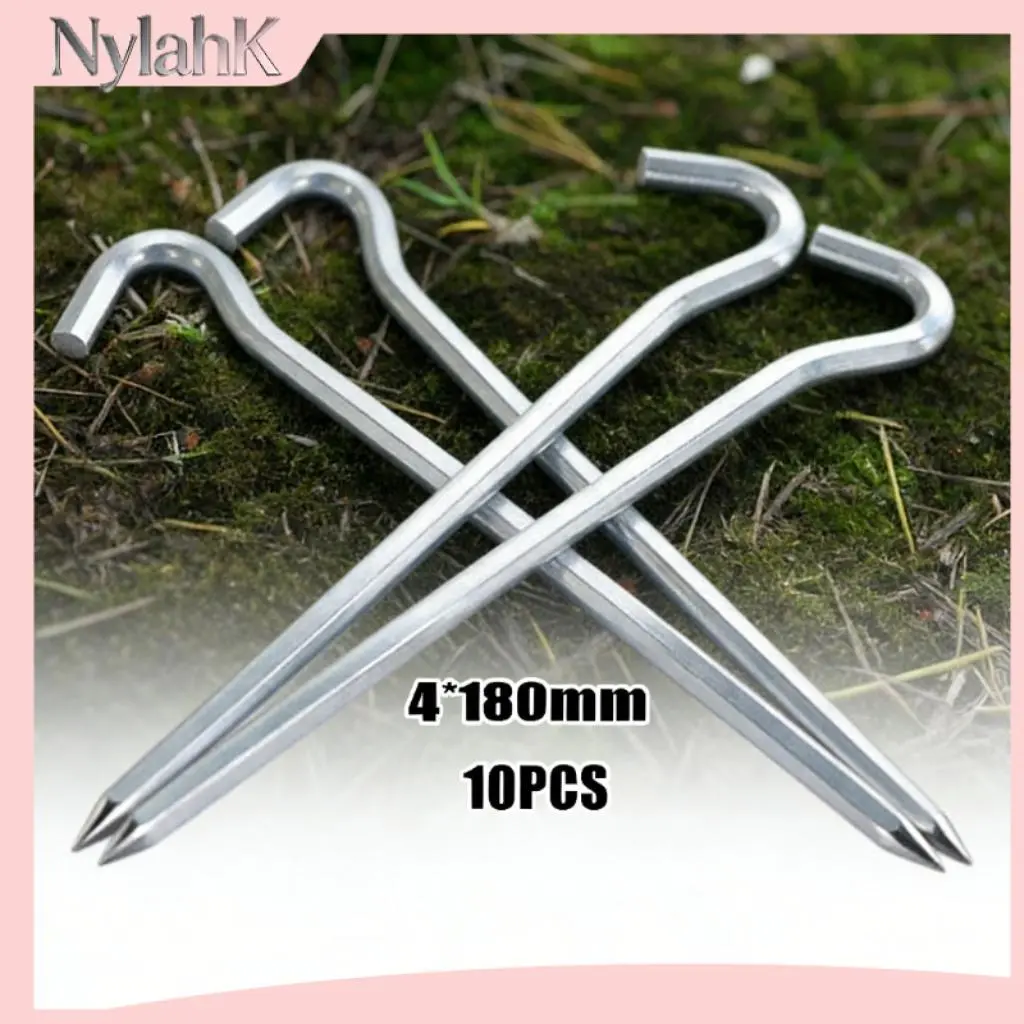10pcs Pasak Tenda Aluminium Alloy Hexagonal 18cm / Warna Silver / Anti Karat / Kuat Untuk Tenda Camping Outdoor Awet