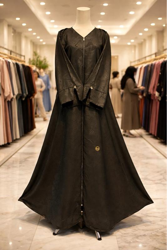 Zayna abaya outer hitam embos full resleting