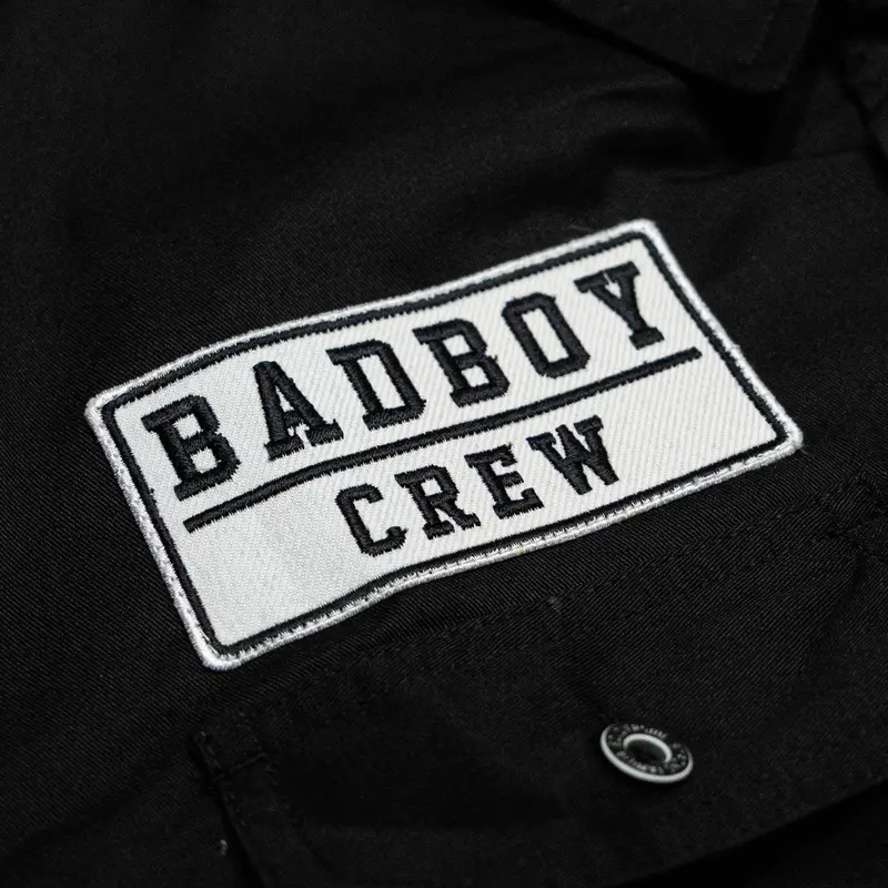 Soldierside Familia Workshirt "TheCREW" Hitam Bordir Putih-Hitam WS197 Kancing Simple kemeja pria  skena 3