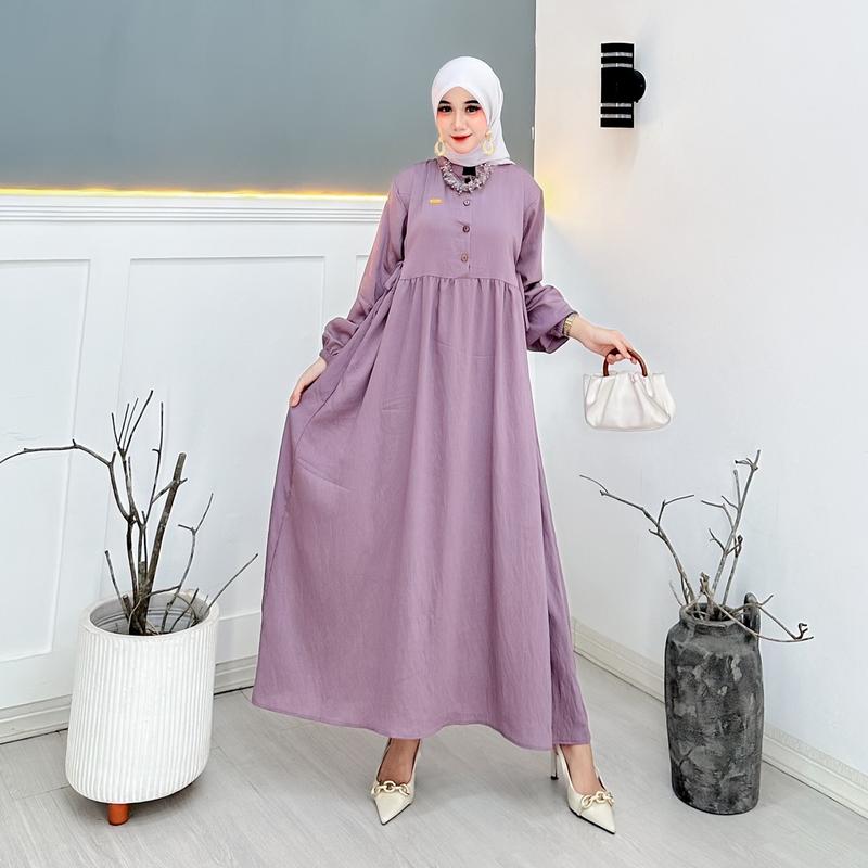 Product Introduction of Sherila midi dress Polo linen premium busui friendly bahan adem 2