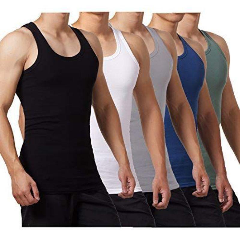 PAKET 4 PCS PAKAIAN / DALAM PRIA / SINGLET /SLIM-FITTING / SANTAI POLOS / Katun Kaos Hitam 4