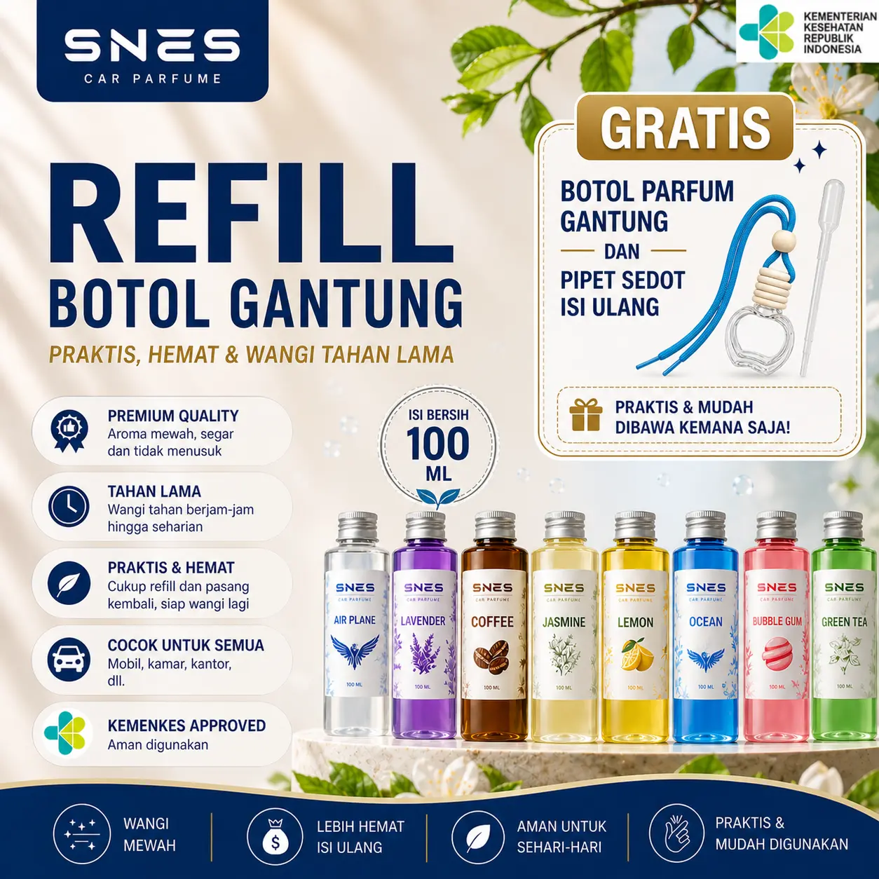 Refill parfum Mobil Dan Pengharum Ruangan High Premium / Isi Ulang Parfum Mobil 100 ml Wanginya Lebih Kecium Dan Tahan Lama Tidak Bikin Pusing
