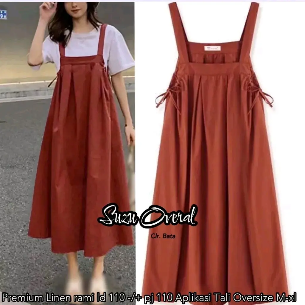 overal wanita korean style/overal dress cewek/overall kekinian/dress linen murah/ Polos Simple Nyaman oneset