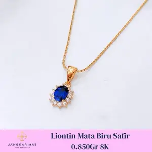 Liontin Emas Biru Safir 8K 0.850Gr