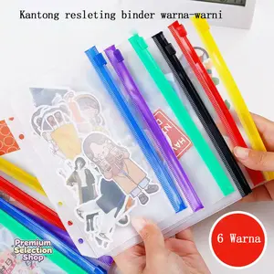 Ziplock Binder PVC Transparan A5 A6 Kantong Penyimpanan Dompet Tabungan Dokumen Zipper Pocket Organizer