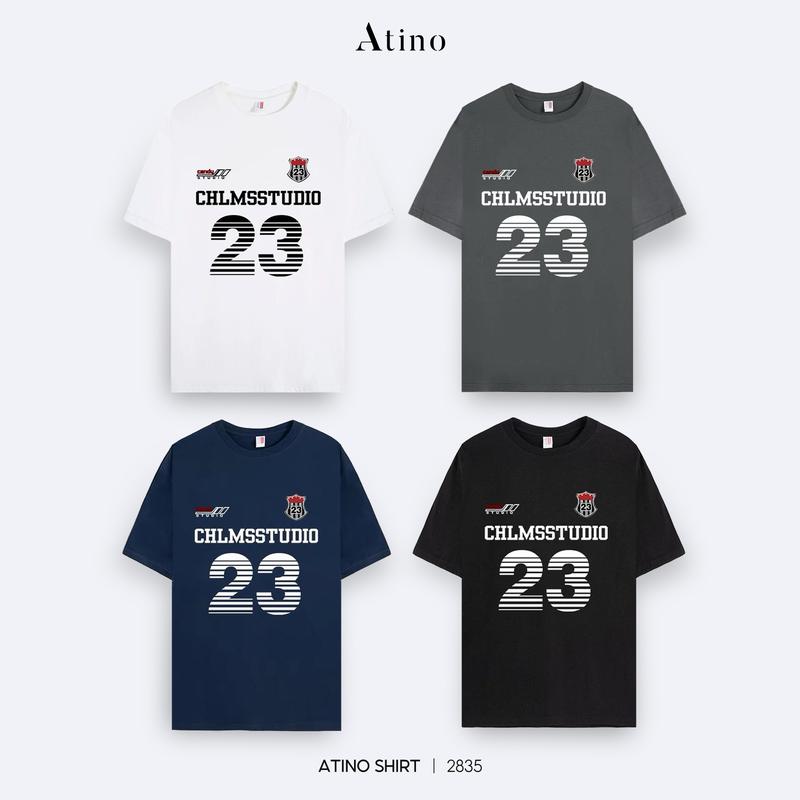 Combo 2 Áo Phông Unisex In Số 23 CHLMSSTUDIO L.4.2835 Form Regular 4 Màu áophong nam 【red  áo chui đầu áo thun Áo Phông Đen Nam Chất Vải Cotton Co Dãn 4 Chiều