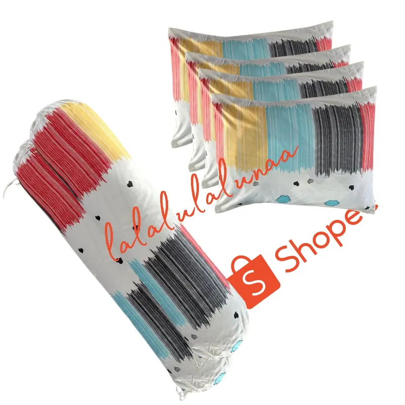 Paket sarban sargul set karakter isi 6pcs 4 sarung bantal 2 sarung guling embos hitam 6