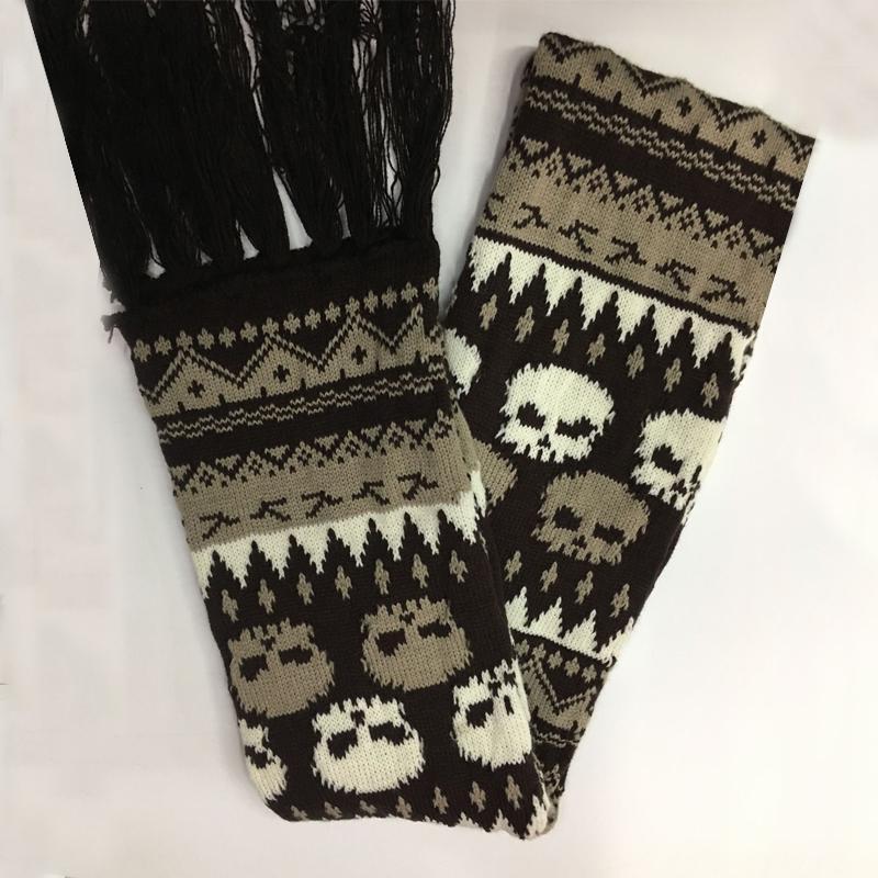 Khăn Quàng Cổ Đầu Lâu Rồng Unisex Cho Nam Và Nữ, Khăn Choàng Pashmina Dệt Kim, Màu Đen, Acrylic, Echarpe, Bộ Xương Nữ Sang Trọng, Quấn Tua Rua, Mùa Đông Choàng Cổ Women 5