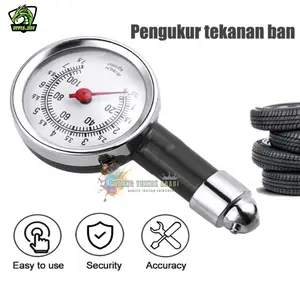 Alat ukur tekanan ban 200 Psi / tire pressure gauge 14 bar / ukuran angin motor mobil sepeda pengukur bahan body besi metal logam kaca 200psi SPOT - 100 Psi