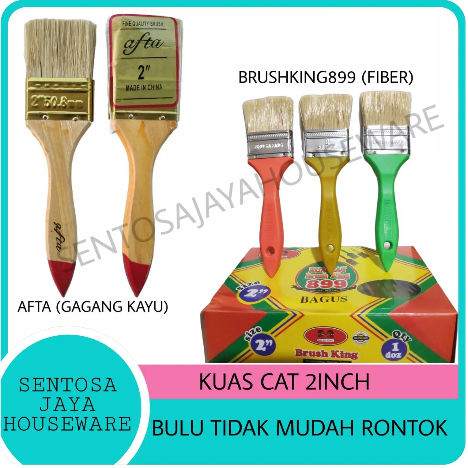(12PCS) Kuas cat satuan / kuas cat 2" inch / kuas cat brush king 2" Inch 899