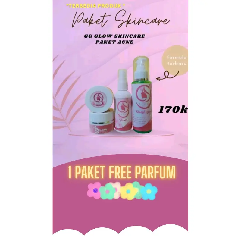 Skincare GG Glow  pemutih wajah, 1 paket free parfum 1