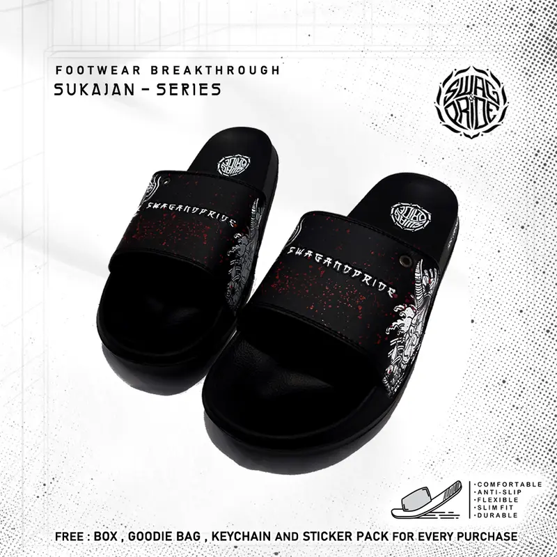 Sendal Sukajan Japan Series - Sandal Slip On Pria - Slippers Pria - Selop Slide Karet SWAG AND PRIDE 2