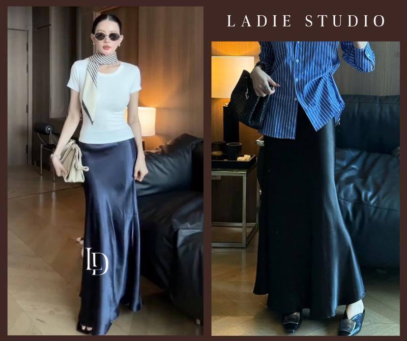 Chân váy lụa đuôi cá Klara Skirt lưng thun dáng dài, CV16, Ladie Studio