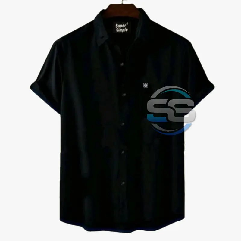 Kemeja Pria Lengan Pendek Distro Abu Tua Polos  Katun Formal Casual Slimfit Style Kerja Simple Keren Kekinian Super Simple 4
