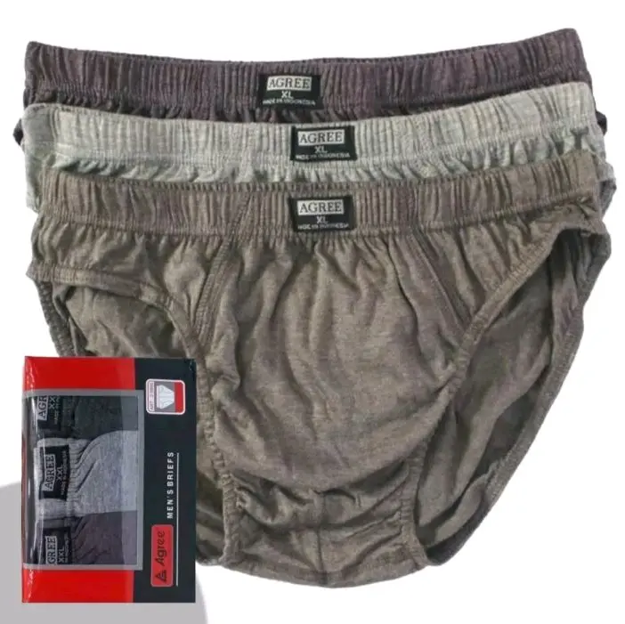 3 pcs celana dalam pria AGREE 2-8886 merah bahan katun/dalaman pria remaja dan dewasa Cowok Hitam Nyaman Boxer Lembut kolor pria