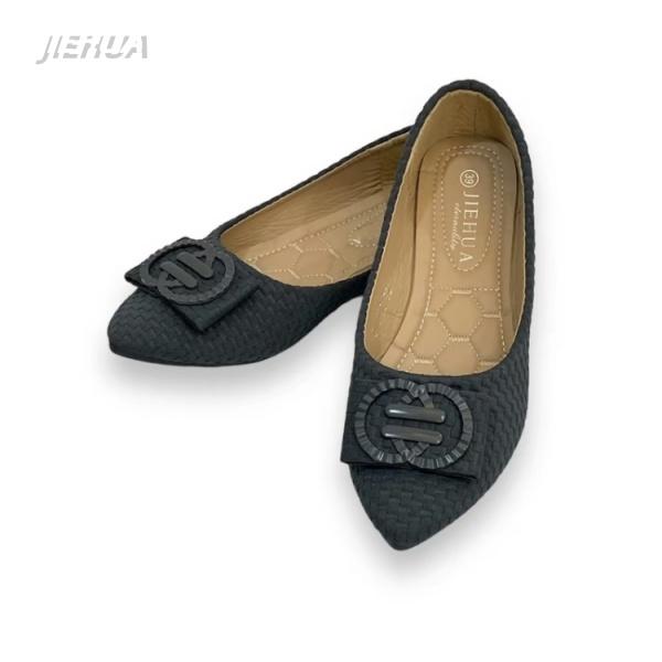 JIEHUA Puspa Sepatu rata kerja,  lebar,  wanita dengan selesai licin Flat Shoes  Kantor Wanita D-1762 2