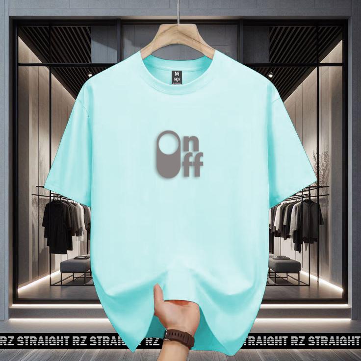 Baju Kaos Pendek Rz Straight On Off Motif Silver Casual Unisex Sablon Cowok - Fit, Panjang 8
