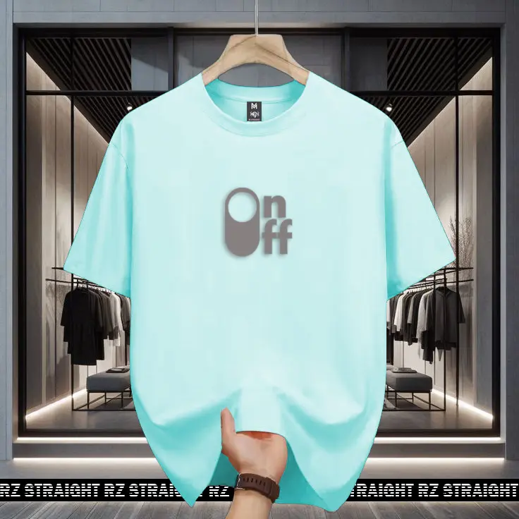 Baju Kaos Pendek Rz Straight On Off Motif Silver Casual Unisex Sablon Cowok - Fit, Panjang 8