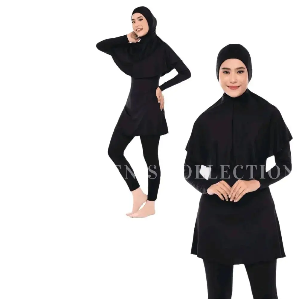 Denis Swimwear 012 - Baju Renang Muslimah Dewasa Oneset Hijab Panjang Wanita Syari Elastis Spandek Poli Sporty untuk Berenang Diving Snorkeling