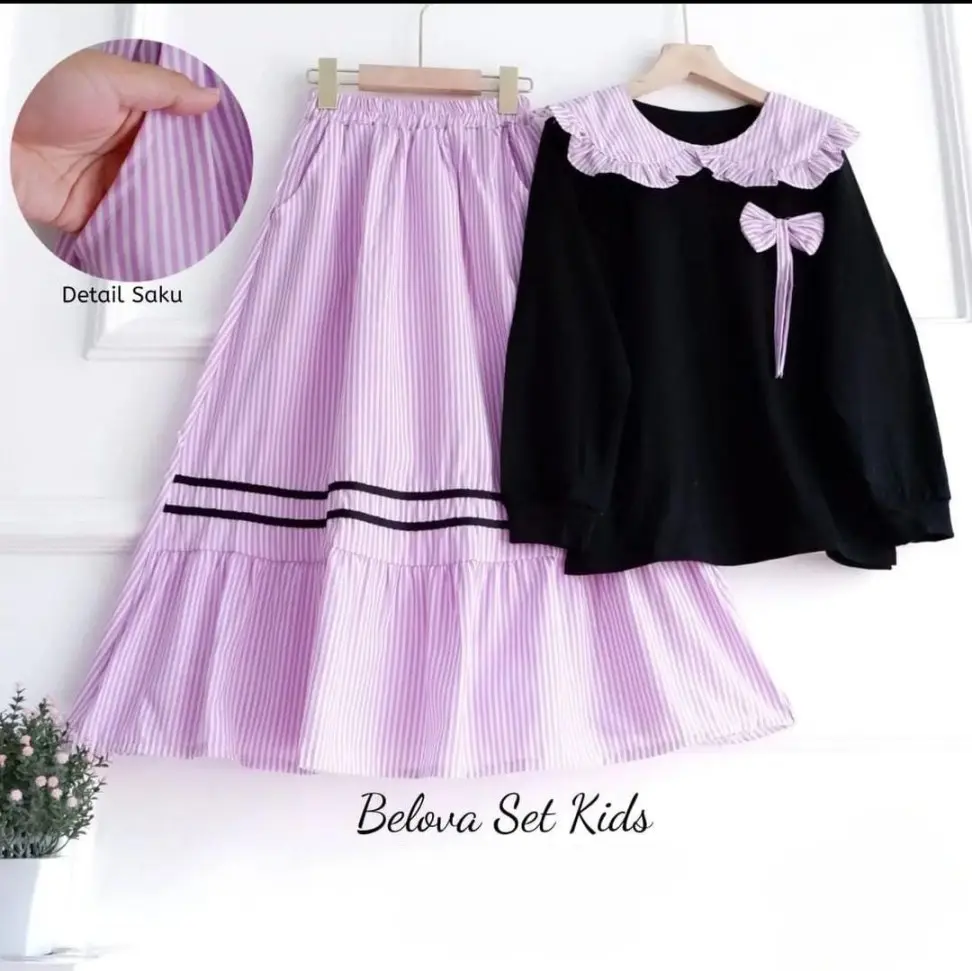 BELOVA SET KIDS SETELAN ROK ANAK KATUN 3-14 TAHUN 4-5 Tahun White