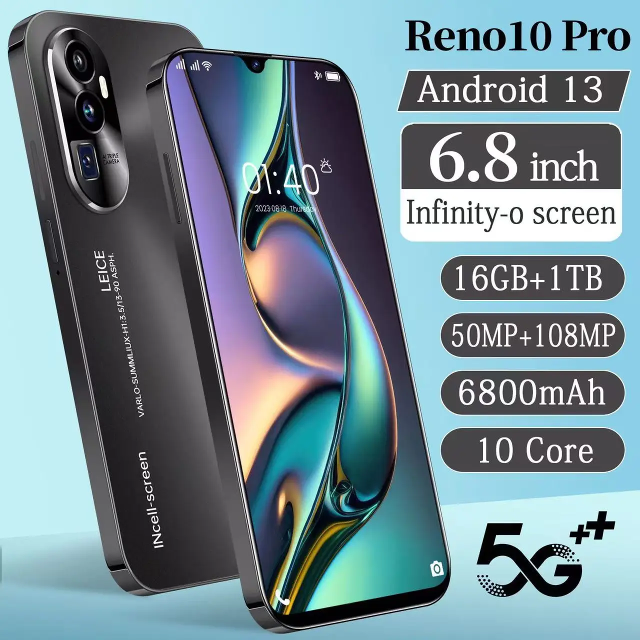 Hot selling phone Reno 10 Pro 5G smartphone Snapdragon android mobilephone 108mp 8000mAh Google Play global version cellulares cellphone