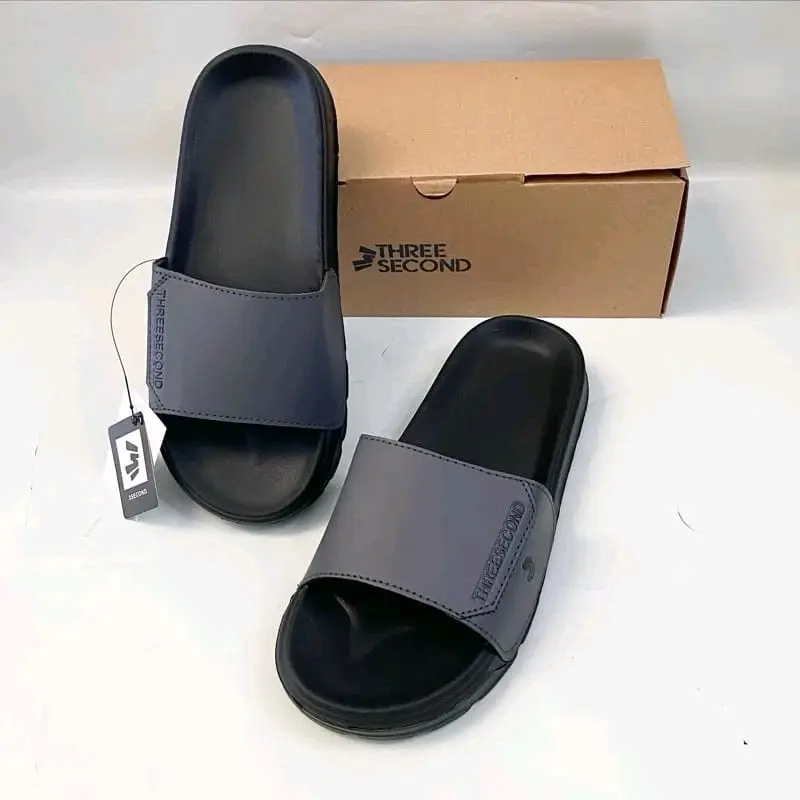 Algored sandal Slop 3SECOND GENJI Original Model Unisex sandal Slide Pria dan wanita Black Shoes Elegant Casual Slippers