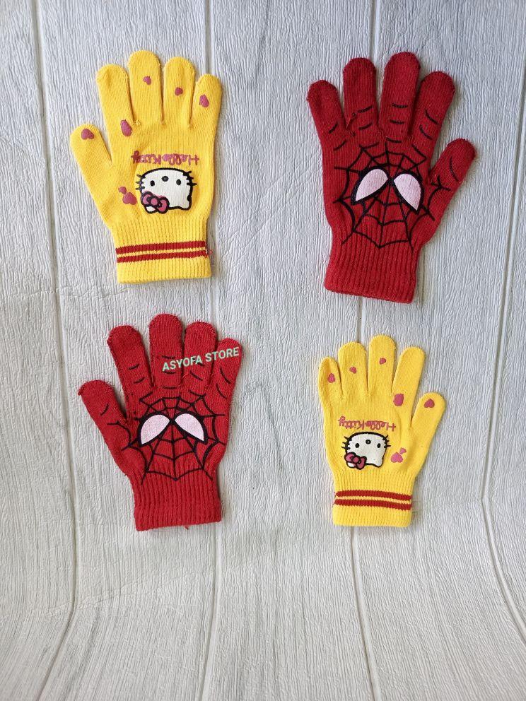 PAKET 3 PASANG -Sarung Tangan Anak -Anak Lucu-Lucu Motif Gambar karakter Cowok Dan Cewek/Sarung Tangan Anak Usia 4-8 Tahun/Sarung Tangan Anak Terbaru