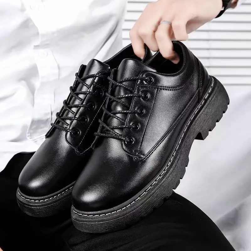 DY Shoes Chic British Derby Leather Shoes For Men Round Toe School Office Leather Shoes Decent Formal Shoes For Men