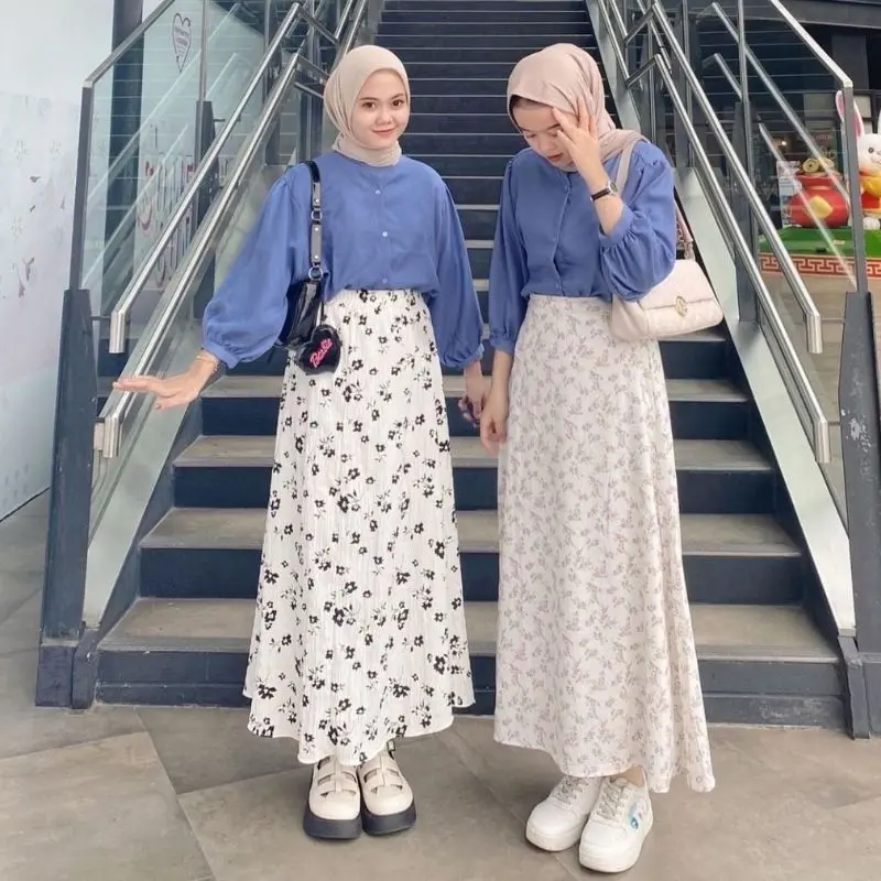 Rok Wanita Dewasa Motif Bunga Korean Style Bahan Hyget