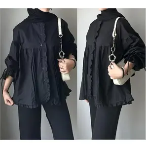 Numi Blouse Oversize Wanita Kekinian Atasan Wanita korean style Lengan Balon Polo Linen