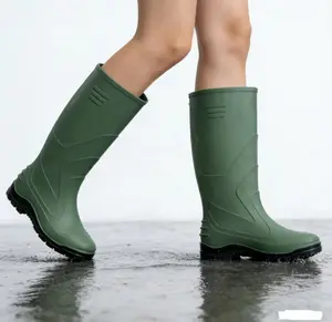 Sepatu Boot 1Hijau Boots Karet Lokal Anti Air Slip Nyaman Ring.