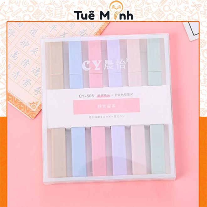 Bộ 6 bút highlight thân vuông HI05 màu Pastel, bút đánh dấu CY color
