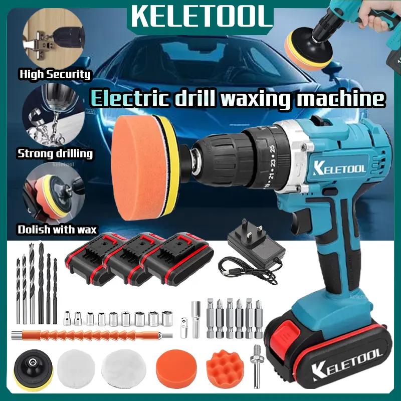 Polishing Machine Cordless Drill High Power Impact Drill Screwdriver Set Multi-Function Car 4-in-1 Waxing Tool Sponge Wheel Polishing Disc