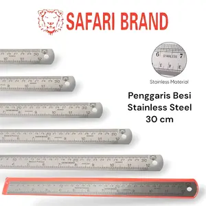 KV_(PCS) Penggaris Besi Safari Brand 30 cm / Garisan Stainless Steel 30 cm Murah Berkualitas
