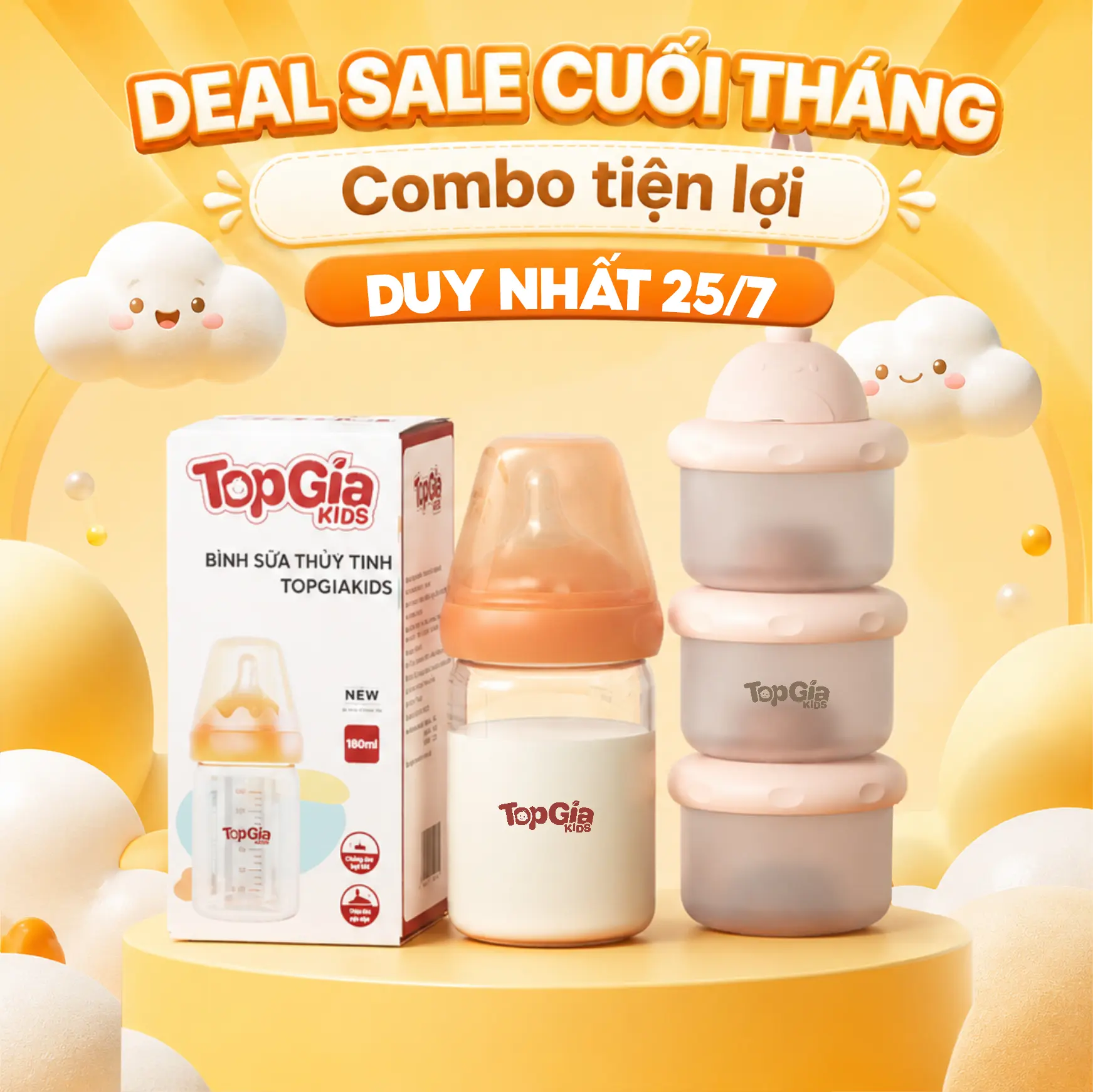 (COMBO BÌNH NƯỚC) Bình Thuỷ tinh Và Hộp trữ sữa bột, Hộp đựng sữa bột, Trữ Sữa bột 2 ngăn chia bữa ăn cho bé tiện lợi cho mẹ Đựng Sữa Bột ntn
