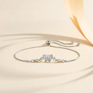 gelang titanium wanita terlaris dan viral model serut kupu kupu silver Perempuan Bracelets Aksesoris