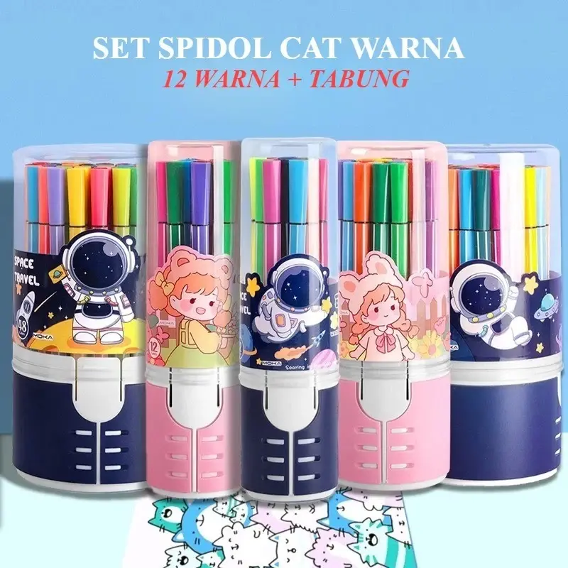 YH SPIDOL ANAK 1 SET PULPEN MARKER SPIDOL WARNA WARNI 12/24 WARNA / HEXAGONAL WATERCOLOR MARKER PEN 0
