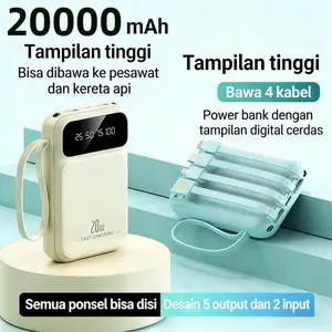 【Sam's Market】Powerbank 20000mAh Mini dengan 4 USB Cepat Mengisi LED Tampilan Digital Cerdas untuk Semua Ponsel Bisa dibawa ke pesawat dan kereta api