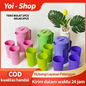 Yoi - Teko Set Plastik 4 in 1 / Tempat Air Minum / 1.5 Liter Bulat Gelas Kitchenware Yoi - Teko Set Plastik 4 in 1 / Tempat Air Minum / 1.5 Liter Bulat Gelas Kitchenware