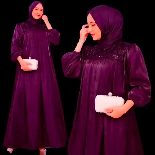 Belvana Dress Burgudy Viral Gamis Mewah Pesta Kondangan Gamis Velvet Mix Brukat Squin Manik2