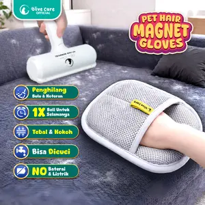 Olive Care Pembersih Bulu Kucing/Anjing PET HAIR REMOVAL MAGNET GLOVE Lint Roller Sarung Tangan Portable Jangka Panjang (Lifetime Use) untuk Membersihkan dan Mengangkat Bulu di Baju/Pakaian, Sofa, Tempat Tidur dll