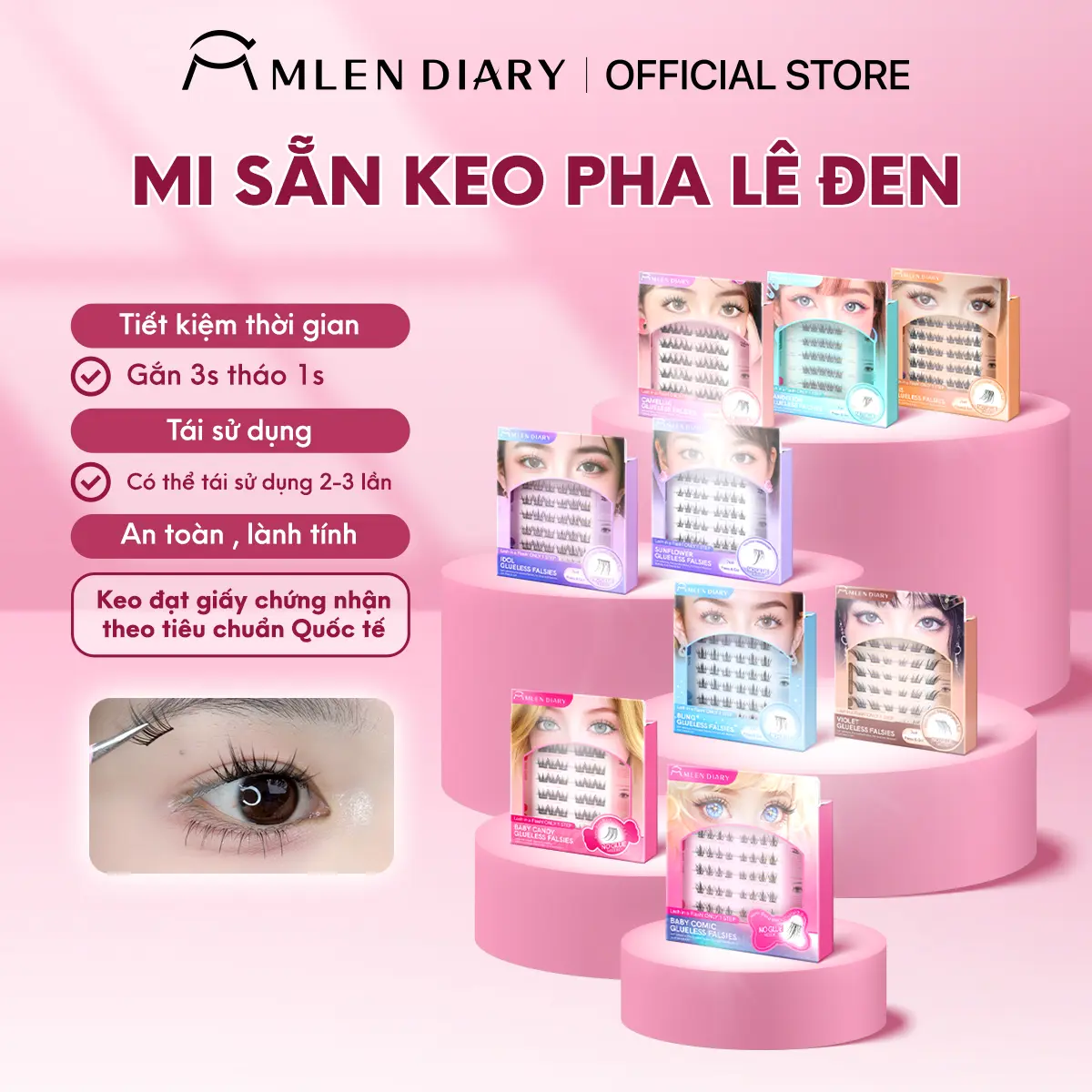 [SUPER DEAL] Mlen Diary - Mi Giả Tự Dính Không Cần Dùng Keo (CHƯA ĐI KÈM DỤNG CỤ) Mi Giả Tách Sợi, Mi Cụm Dễ Dùng, Sợi Mi Mảnh,Có Thể Sử Dụng Được Nhiều Lần