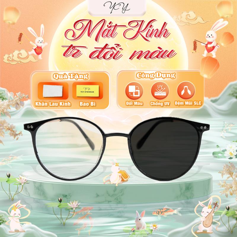Mắt Kính Thời Trang TR Đổi Màu Hình Bầu Dục. Chống Nắng, Đổi Màu Bảo Vệ Khi Đi Ngoài Trời, Chống Tia UV, Nhẹ, Dẻo, Bền. Mắt Kính Nữ Women
