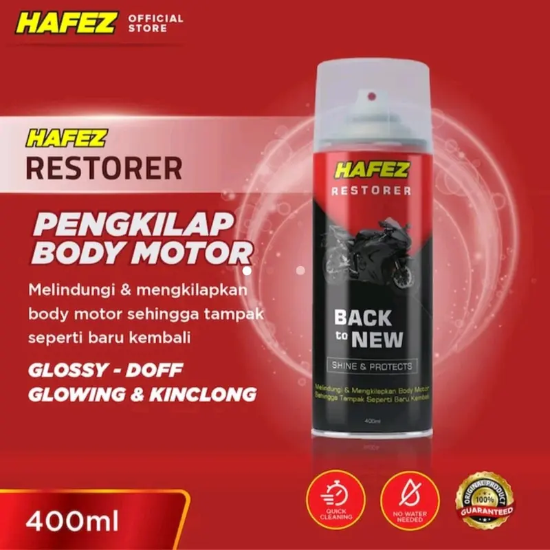 Hafez Restorer pembersih pengkilap body motor dan mobil - 400ml Original Kendaraan Car Semprot Microfiber 2