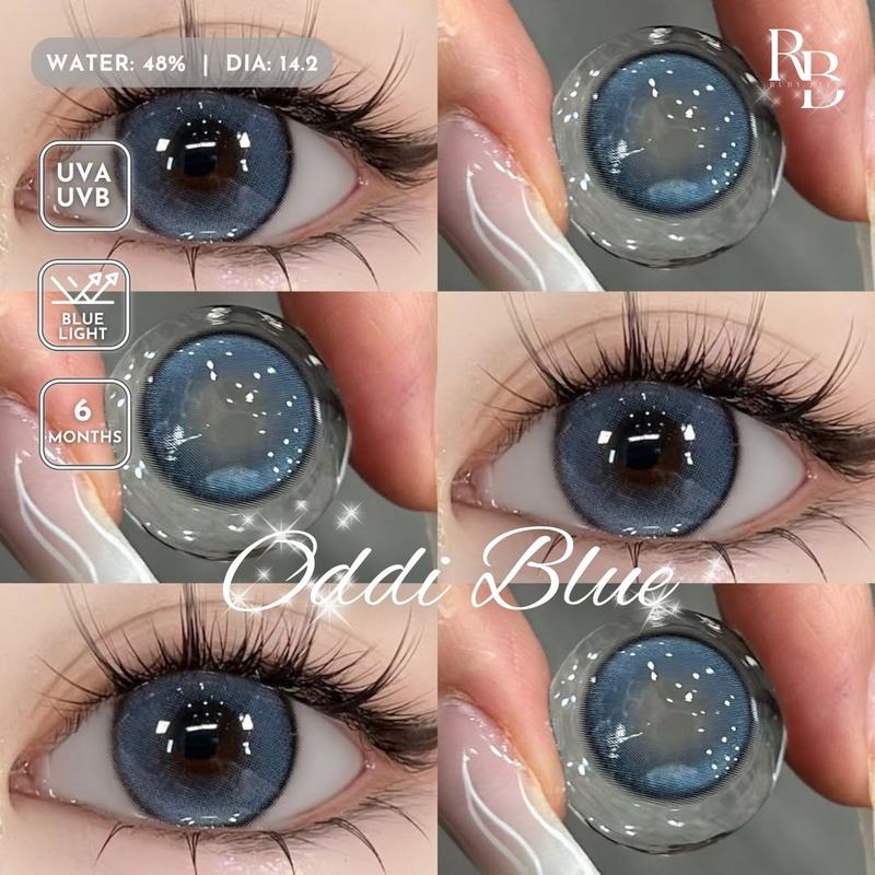 Kính Áp Tròng Ruby Eyes Màu Xanh Oddi Blue, Lens Mắt Silicone Hydrogel Màu Xanh + Tặng Khay Dụng Cụ Đeo [Giá 1 Đôi]