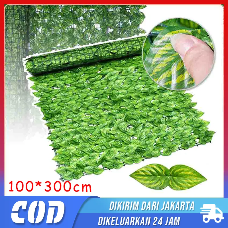 Rumput Dinding Ukuran 100*300CM /Daun Dollar Plastik Sintetis Vertical Garden / hiasan Cafe Alami/ pernikahan /import /artificial / hiasan Hijau Semangka Tanaman